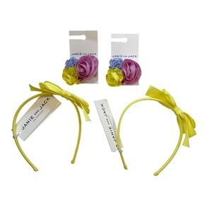 Janie and Jack headband hair clip bundle 4 piece OS yellow purple blue NWT